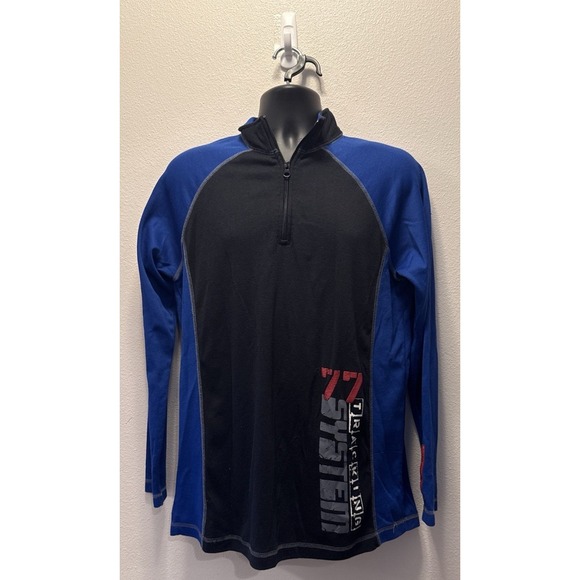 Vintage Bugle‎ Boy Sweater Med. Blue Pullover 1/4 Zip 77 Tracking System 90s y2k - Picture 1 of 4